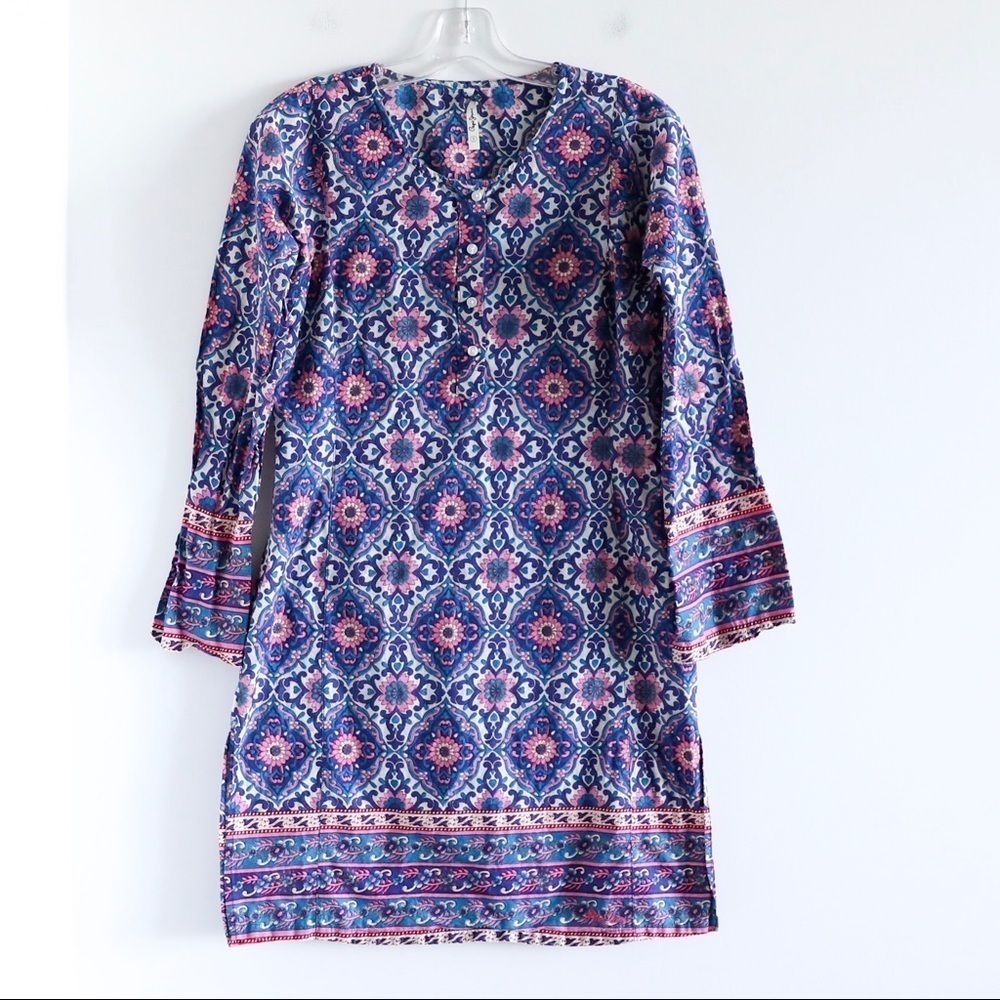 Patrizia Pepe cotton ethnic print tunic shirt dress Moroccan beach vacation S